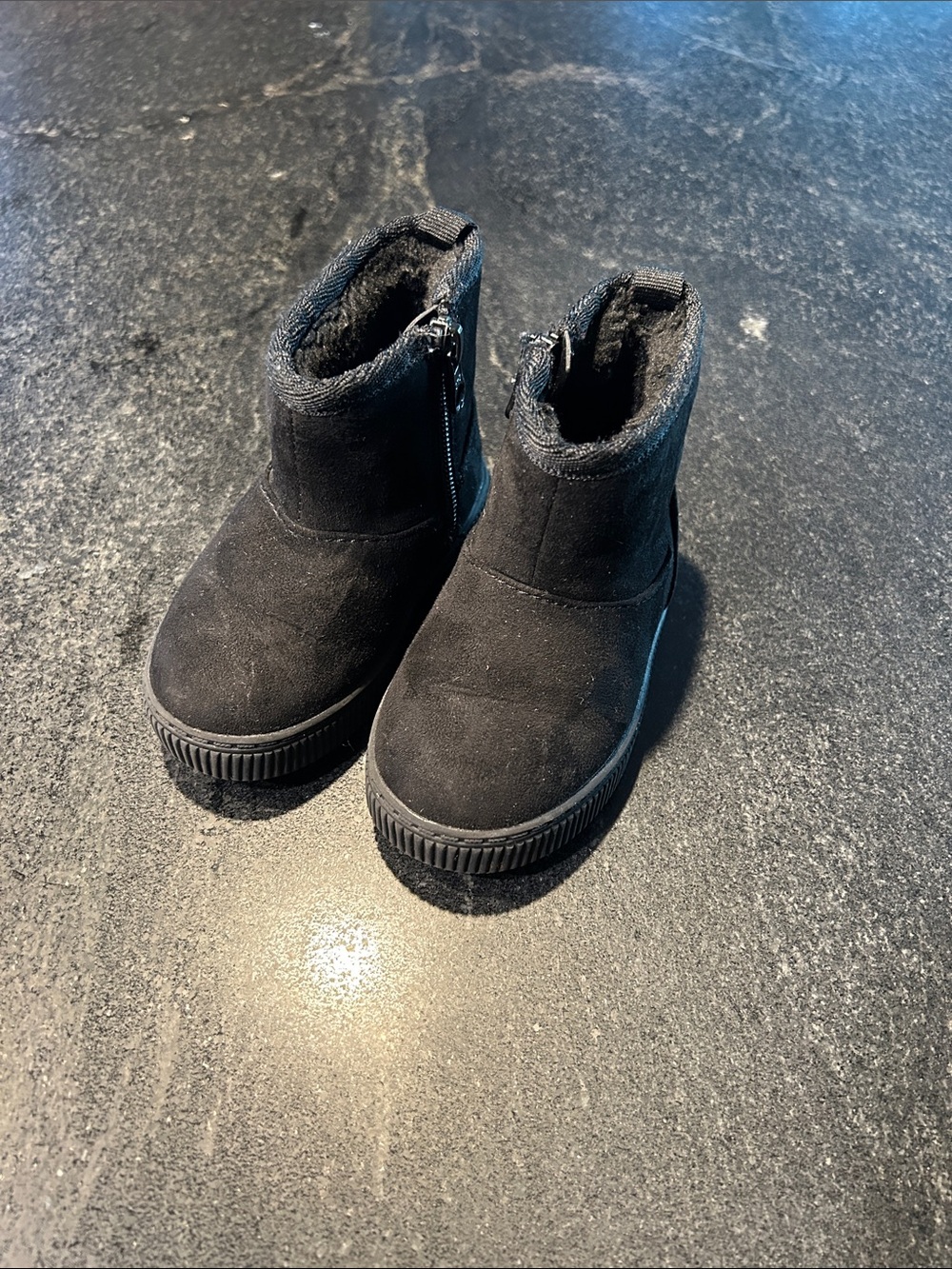 Cat & Jack Black Faux-Suede Kids Zip-Up Winter Boots